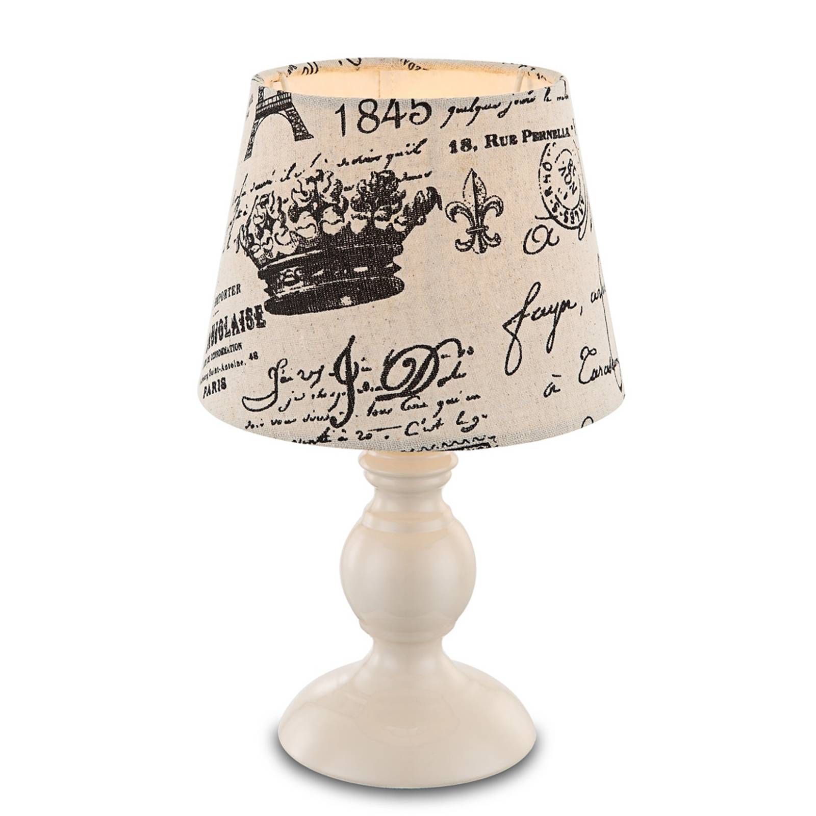 Med svart skrift - bordslampa Jolanda