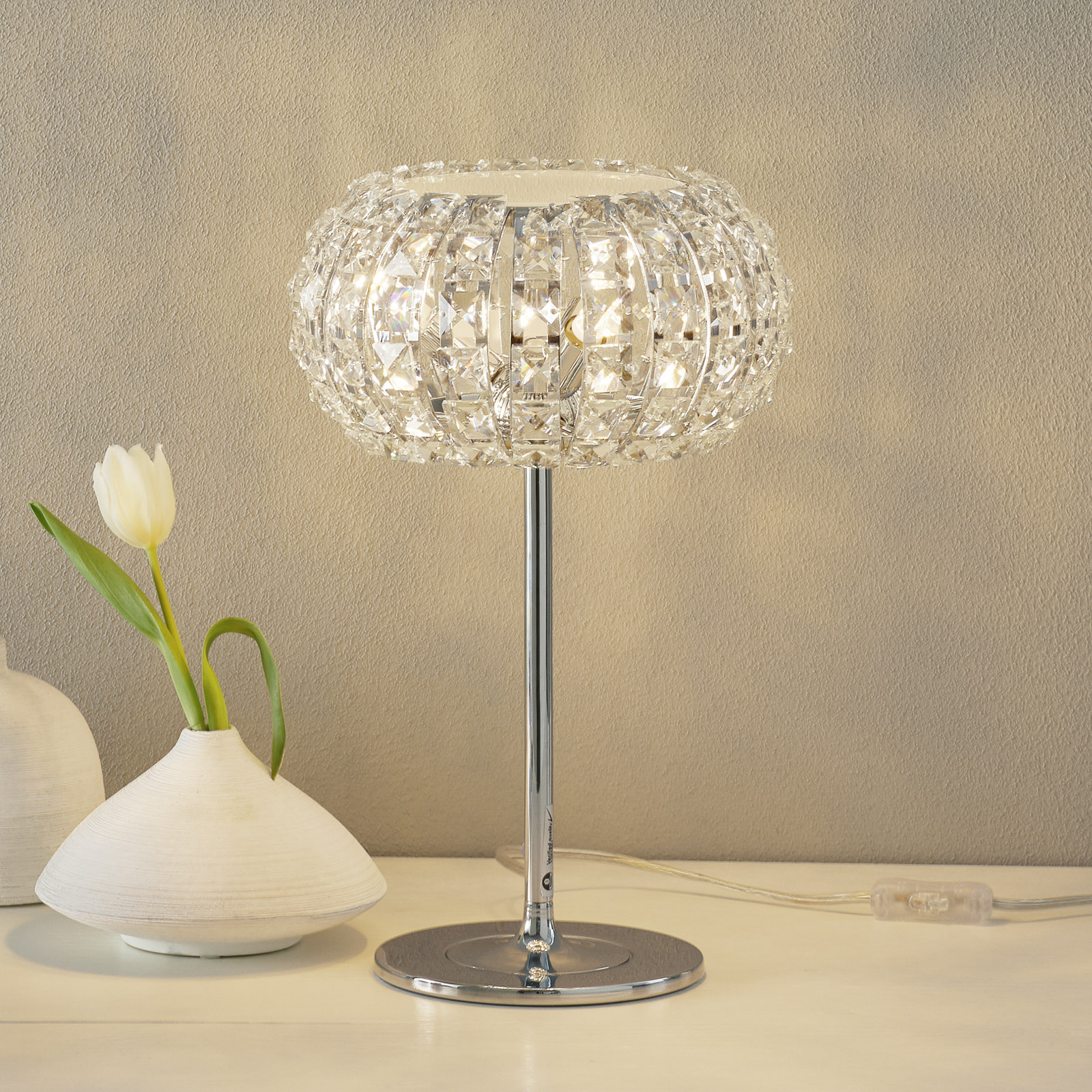 Bordslampa DIAMOND med kristaller, 24 cm