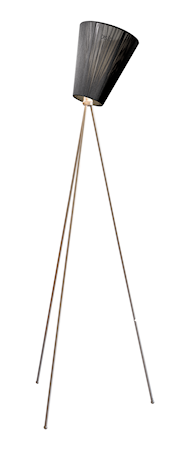 Oslo Wood golvlampa – Svart skärm/Stål fot