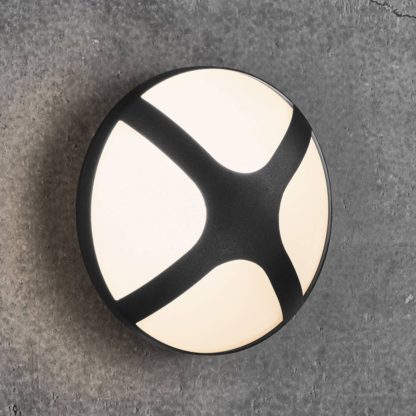Utomhusvägglampa Cross svart, Ø 20,5 cm
