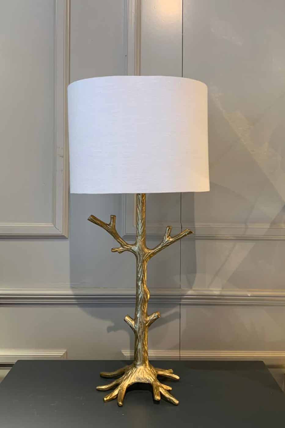 Lampskärm Tsar 30cm vit linne med guld insida