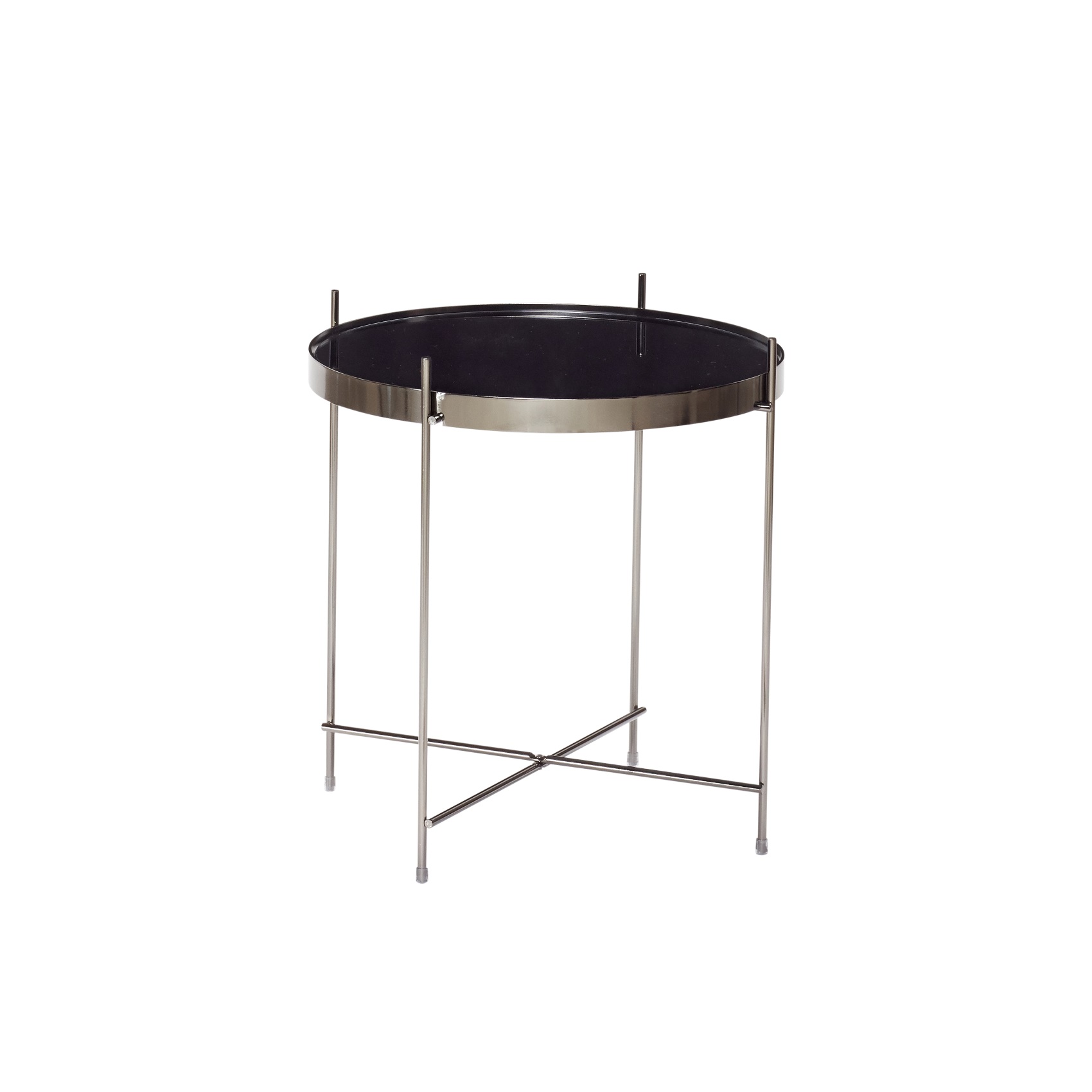 Soffbord runt tonat glas/ svart, Hubsch