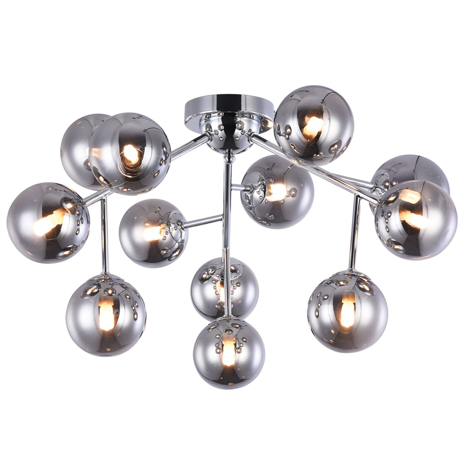 Taklampa Dallas med 12 glaskulor, krom