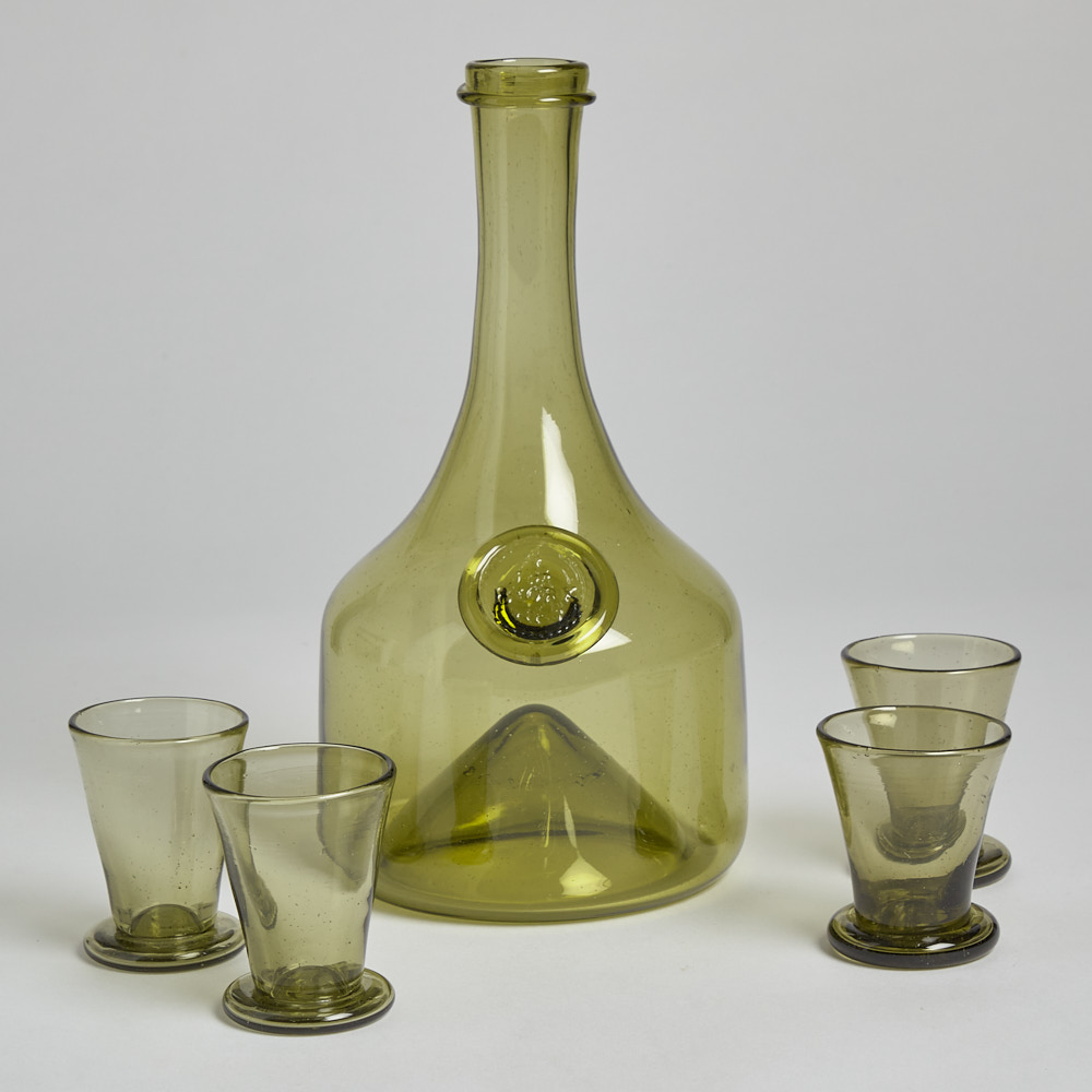Vintage - Karaff och Snapsglas 4 st Björknäs Glasbruk