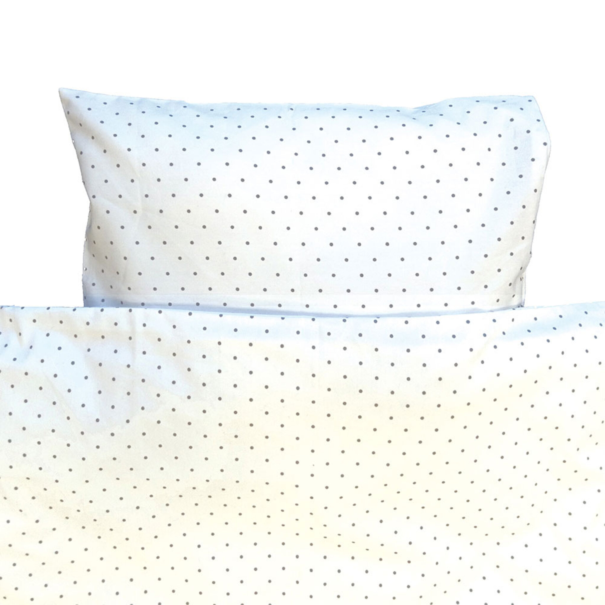 Bäddset spjälsäng vit dotty GOTS, 100x130 cm, 38x55 cm
