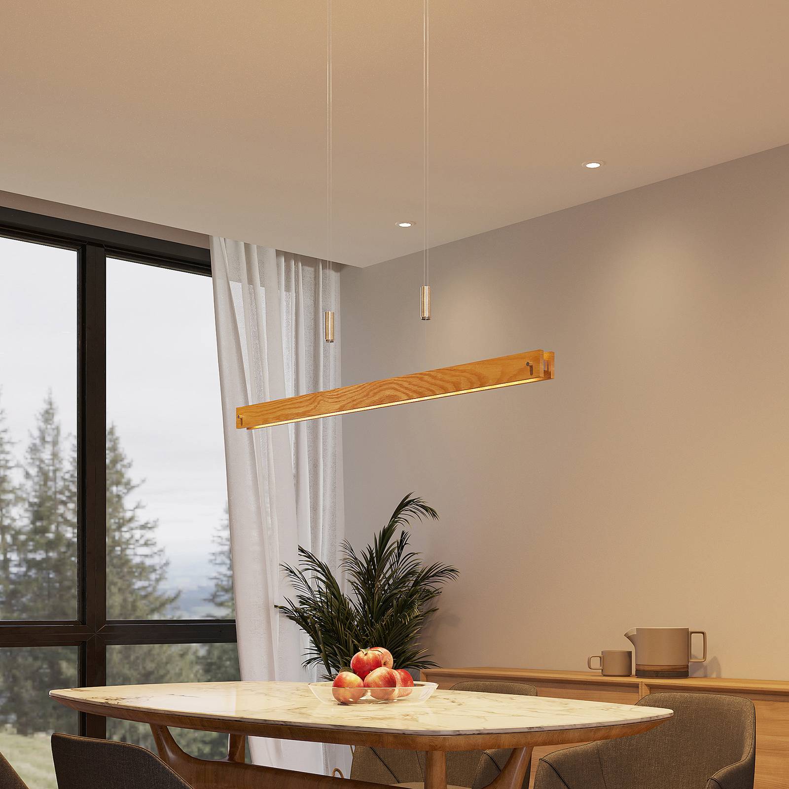 Lindby Alimara LED-trähänglampa, 98 cm