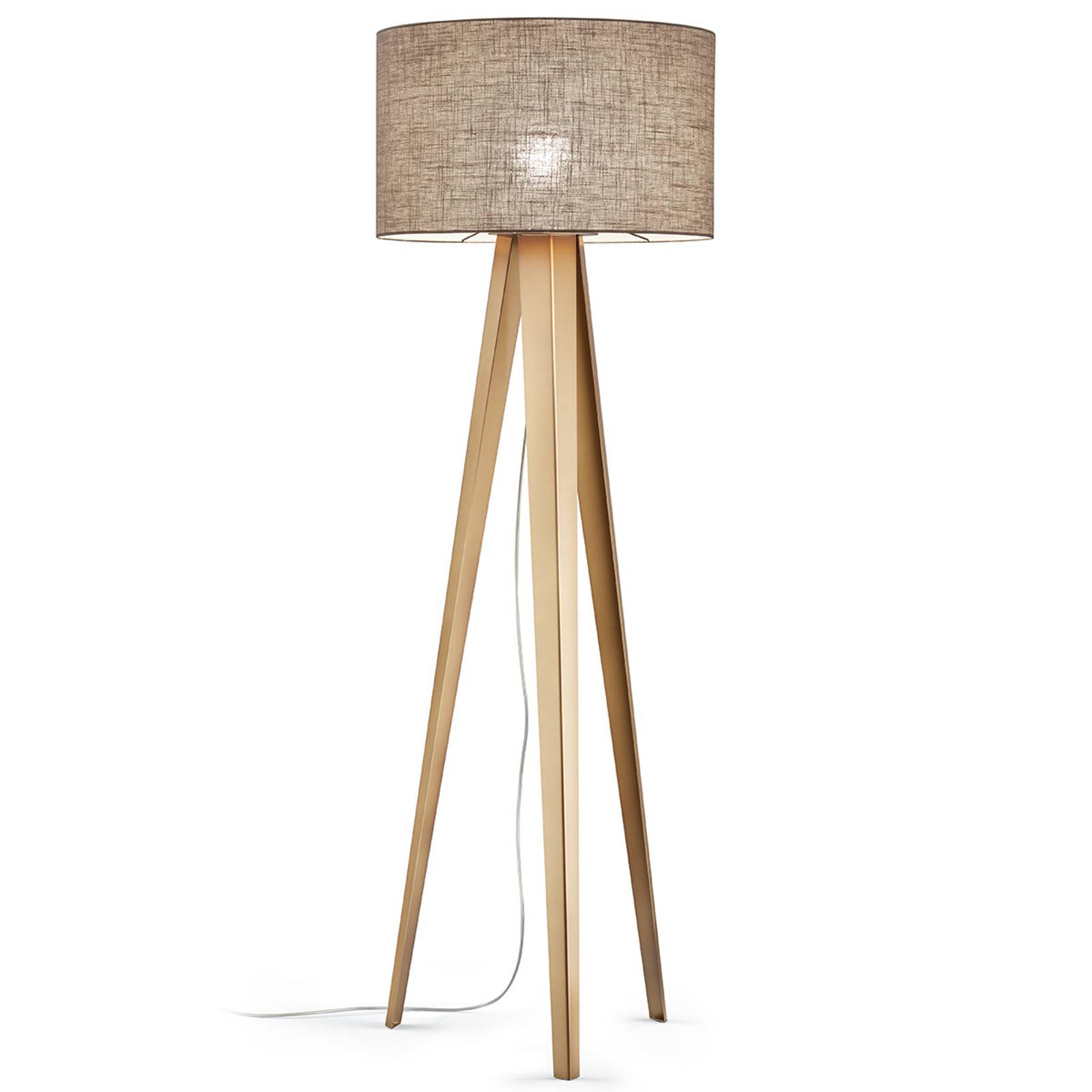 Dimbar trebent golvlampa Athena, linneskärm