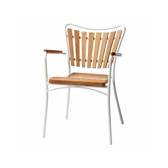 Stol Ellen teak / vit metall Cinas