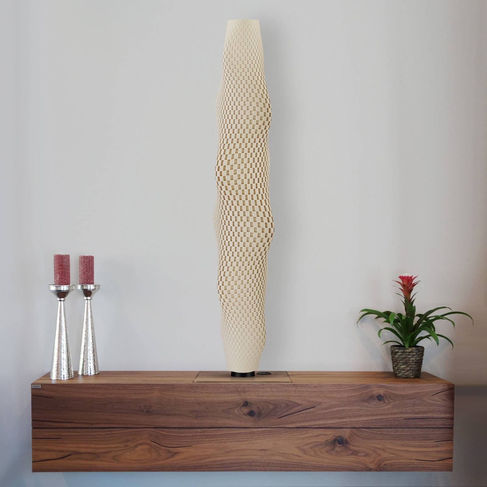 LED-golvlampa Flechtwerk Kaktus 75 cm, beige