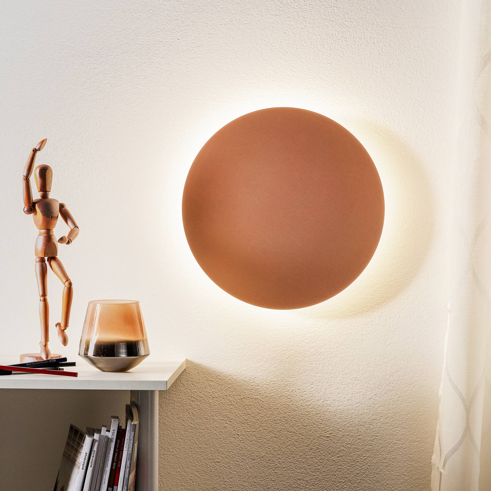 Escale Blade LED-vägglampa, matt rosé, Ø 34 cm