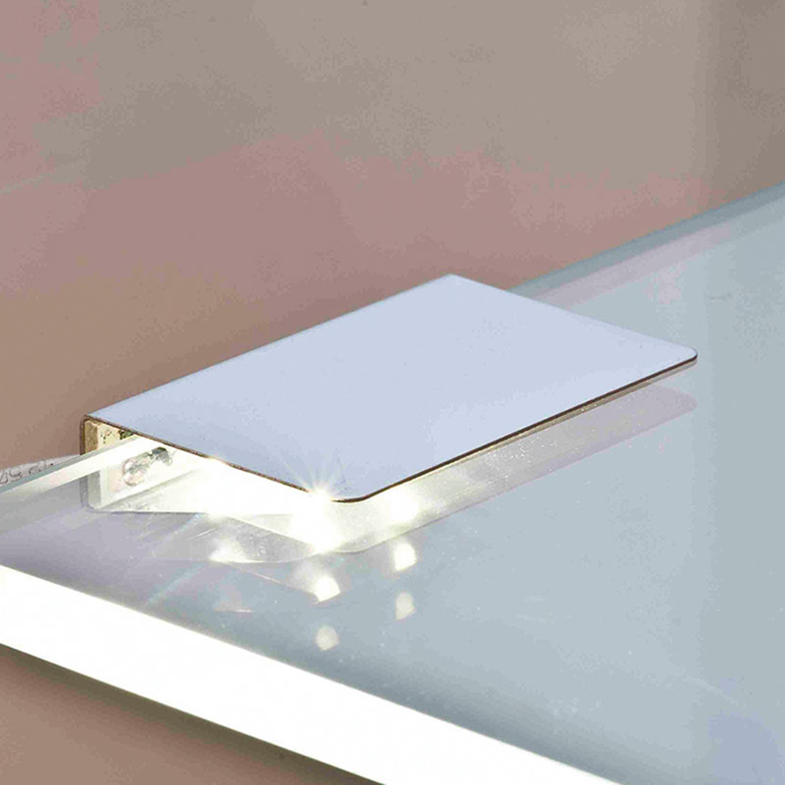 Glasgolvbelysning LED-clip varmvit, set om 2