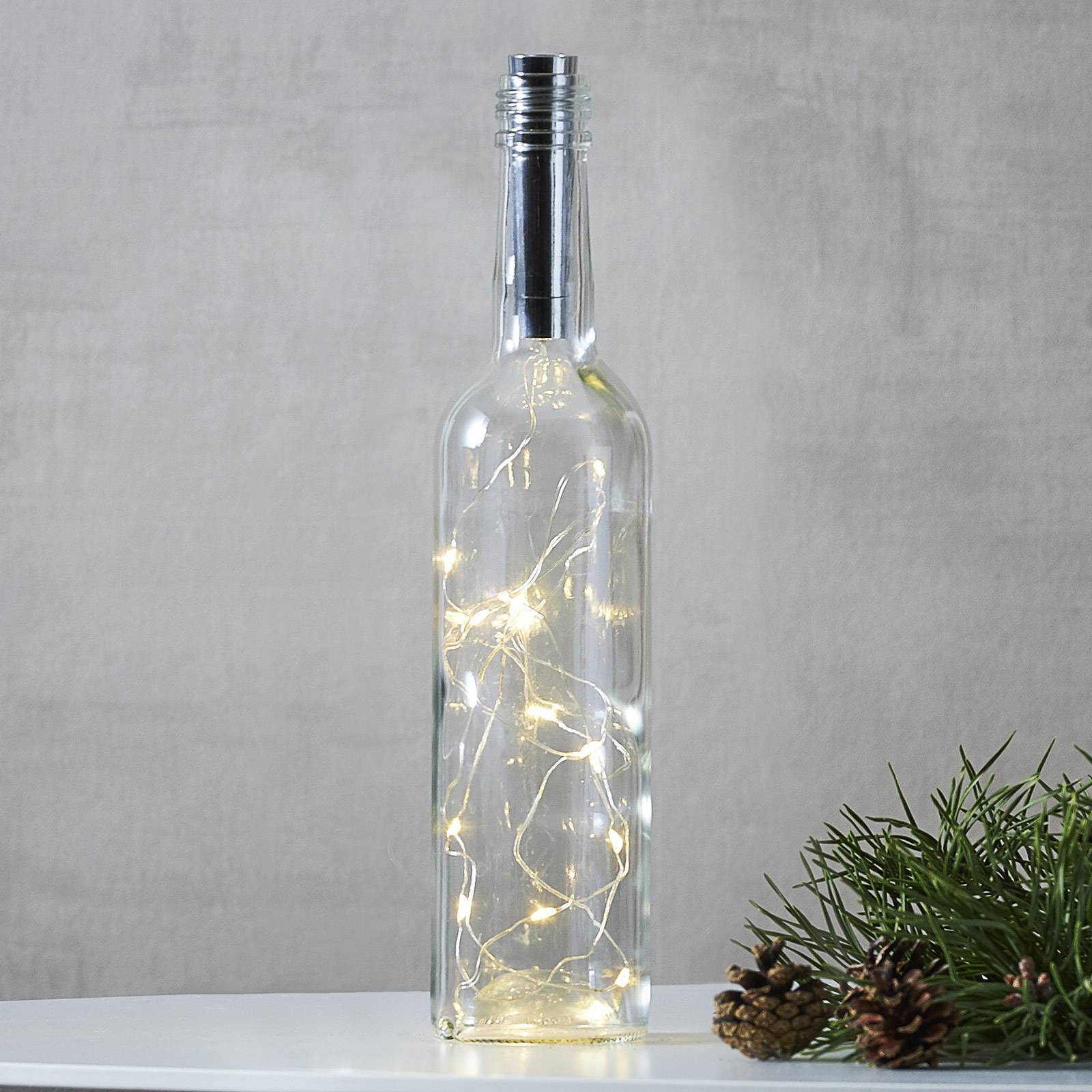 Ljusslinga för flaska Dew Drops 75 cm, silver