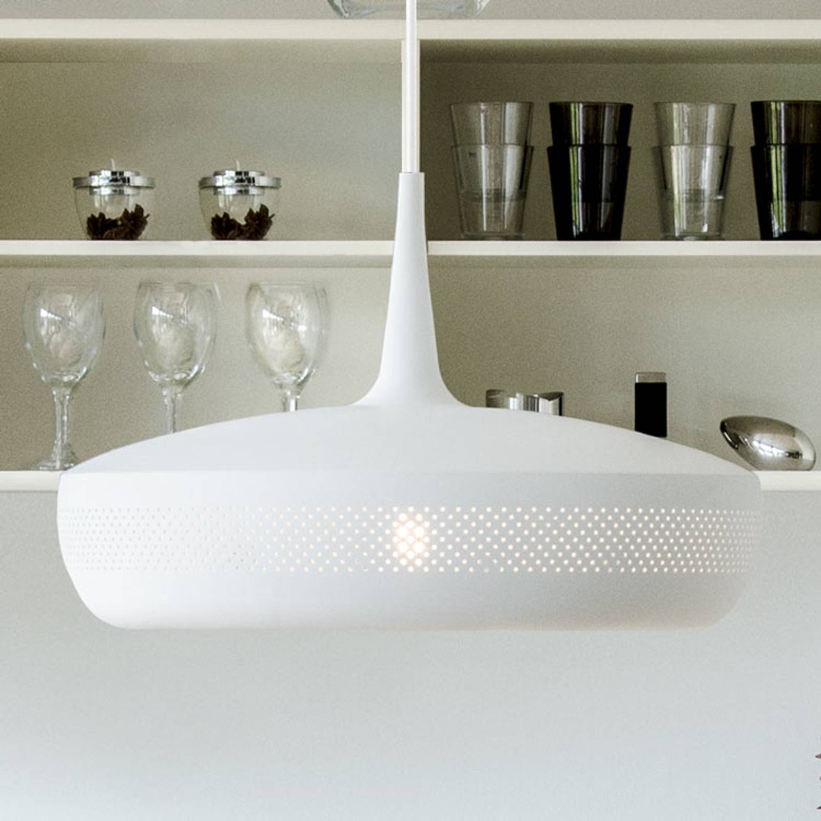 Retro-chic pendellampa Clava Dine, vit