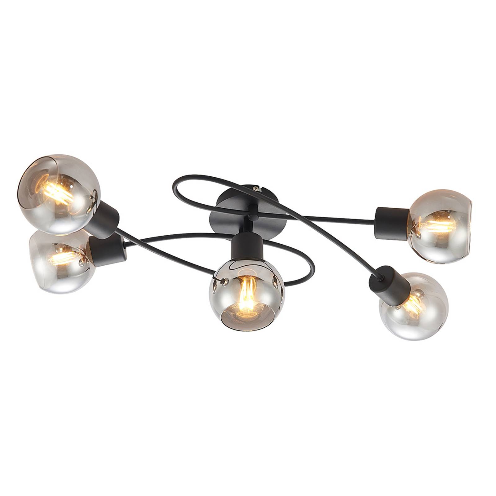 Lindby LED-taklampa Elaina 5 lampor lång svart rök