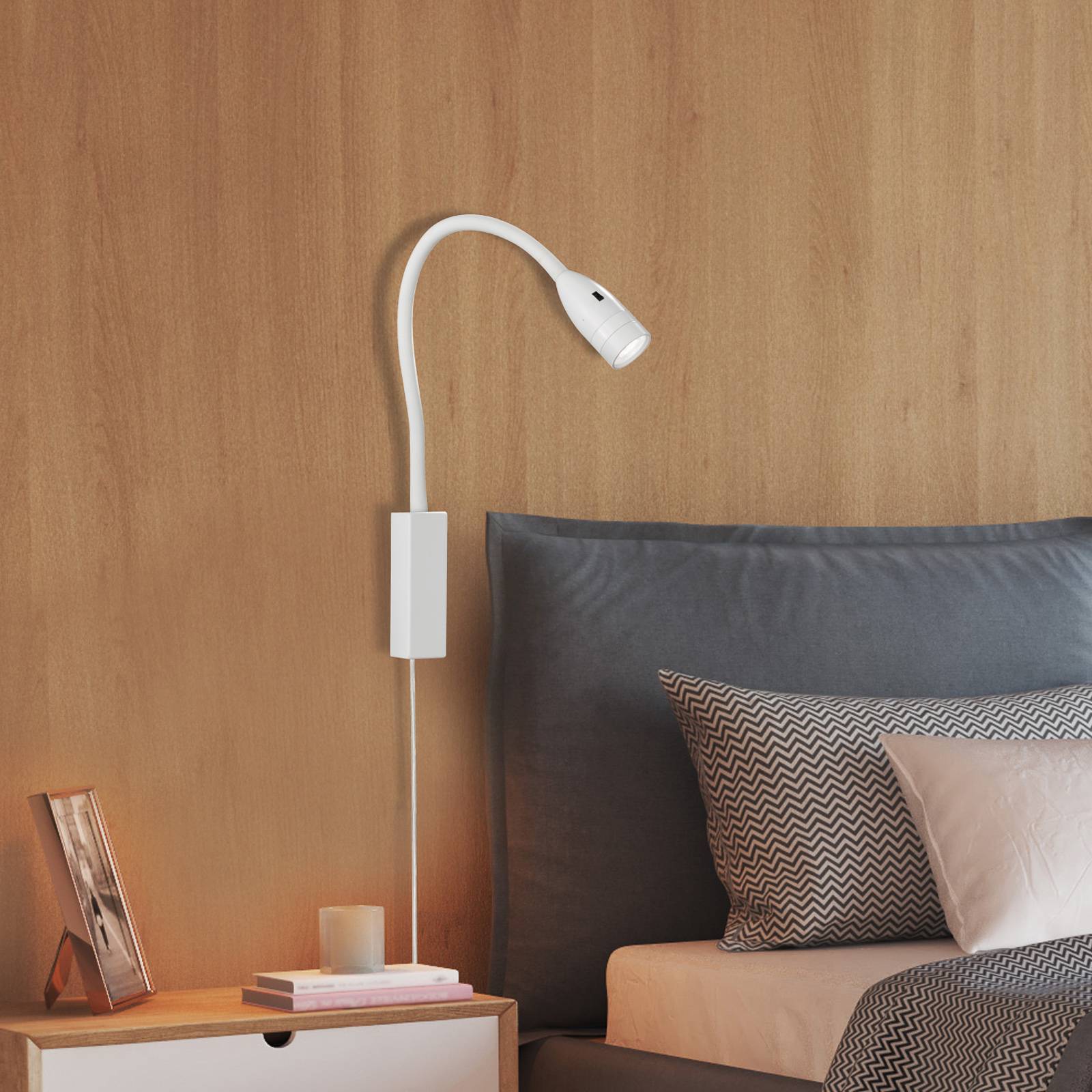 LED-vägglampa Sten med geststyrning, vit