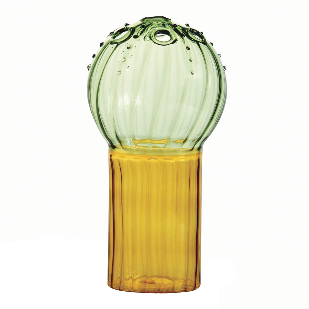 & klevering - Two Tone Vas Glas 17 cm Grön/Guld