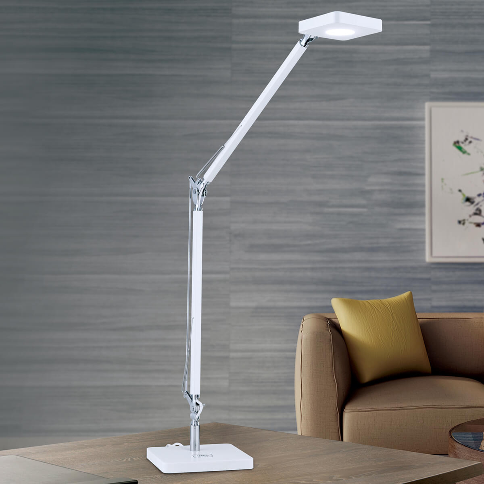 Qi-kompatibel LED-skrivbordslampa Dave i vitt