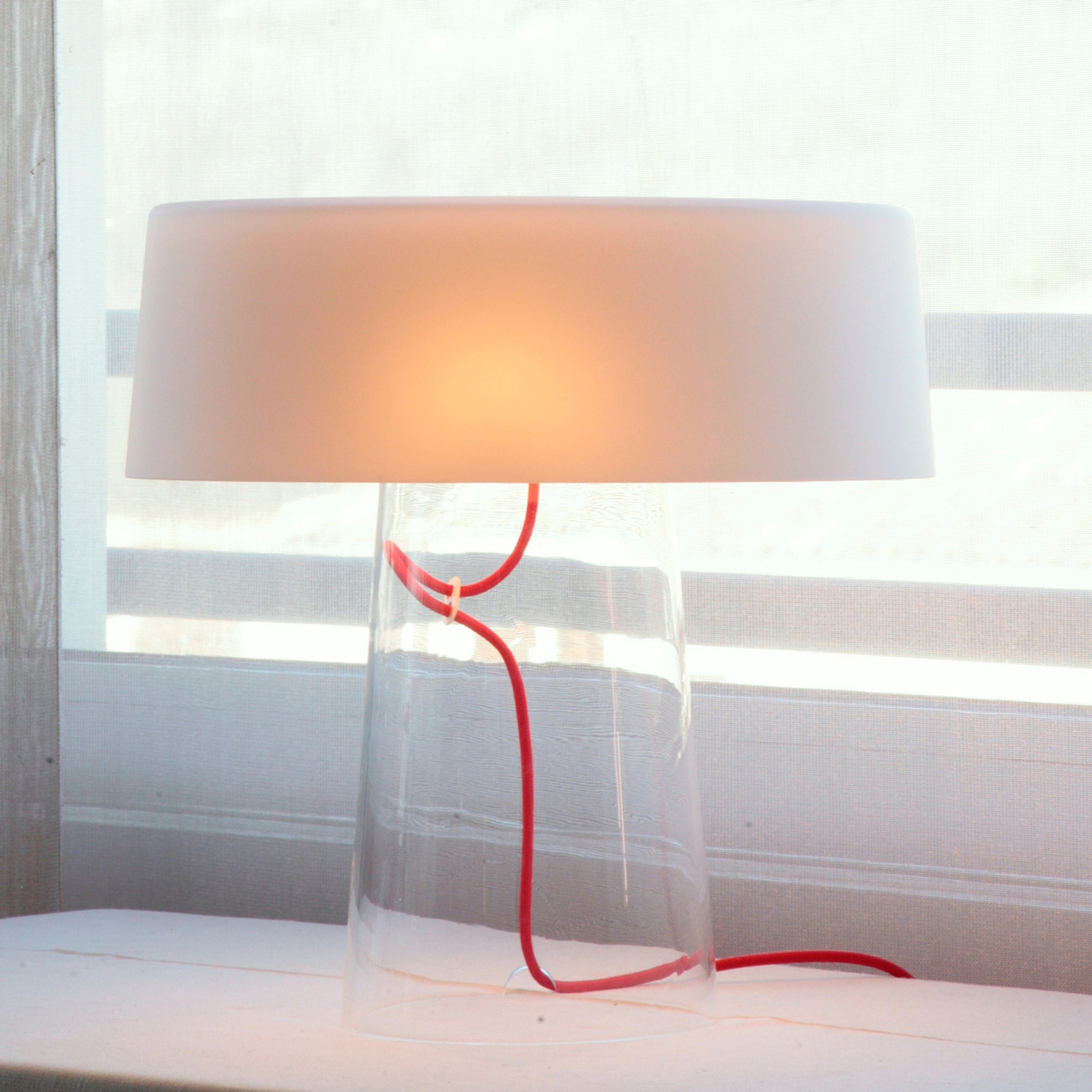 Prandina Glam bordslampa 36 cm klar/skärm vit