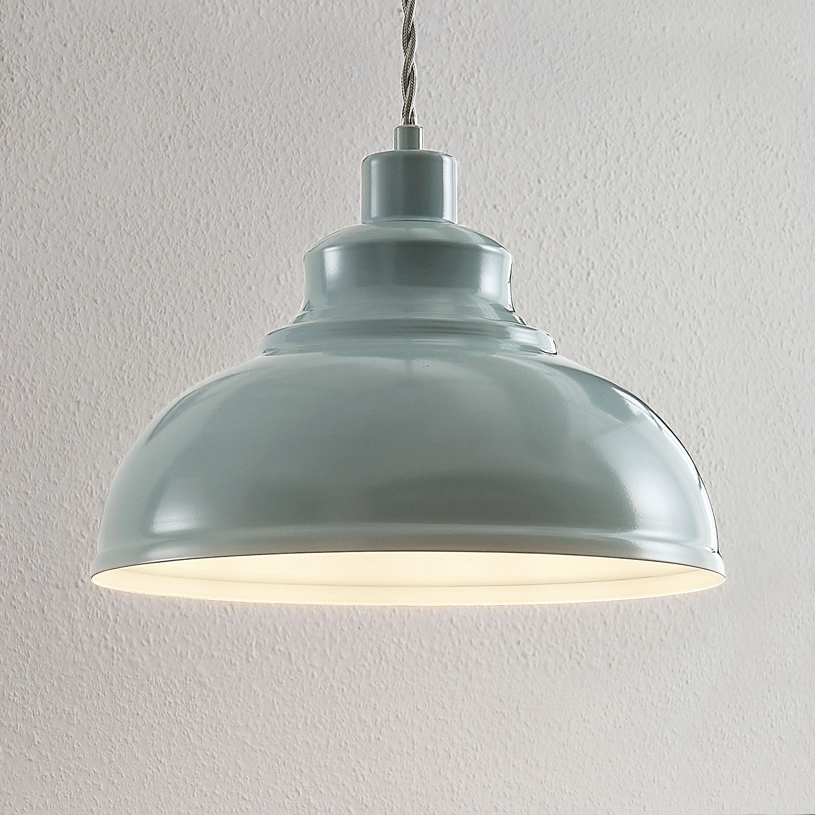 Vintage-pendellampa Albertine, metall, ljusblå