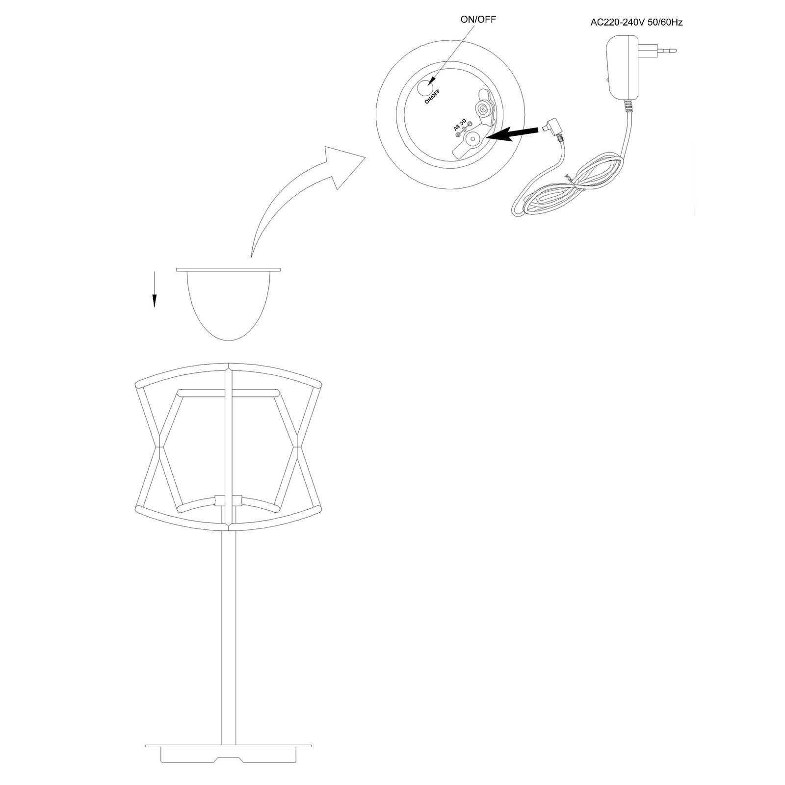 LED-utomhusbordslampa Polinesia med Touch-dimmer