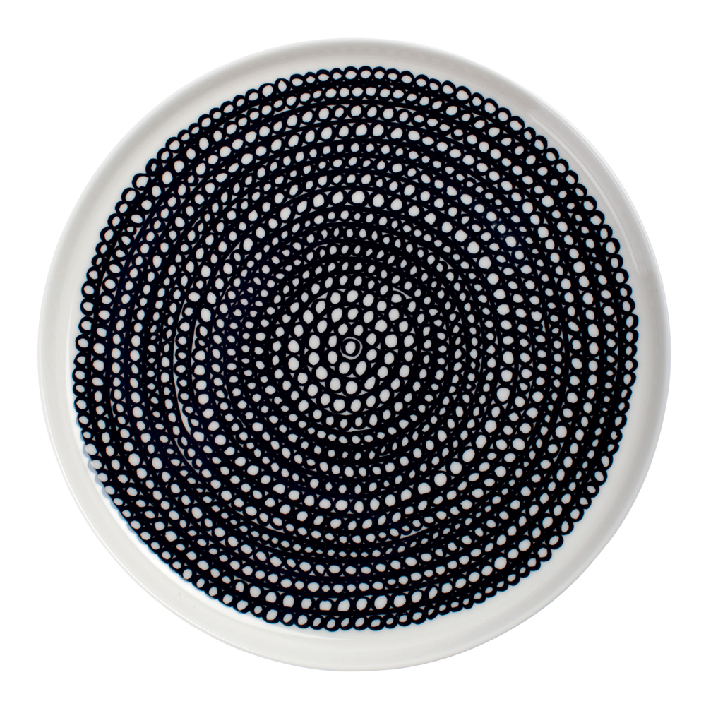 Marimekko - Räsymatto Tallrik flat Svart liten prick 20 cm