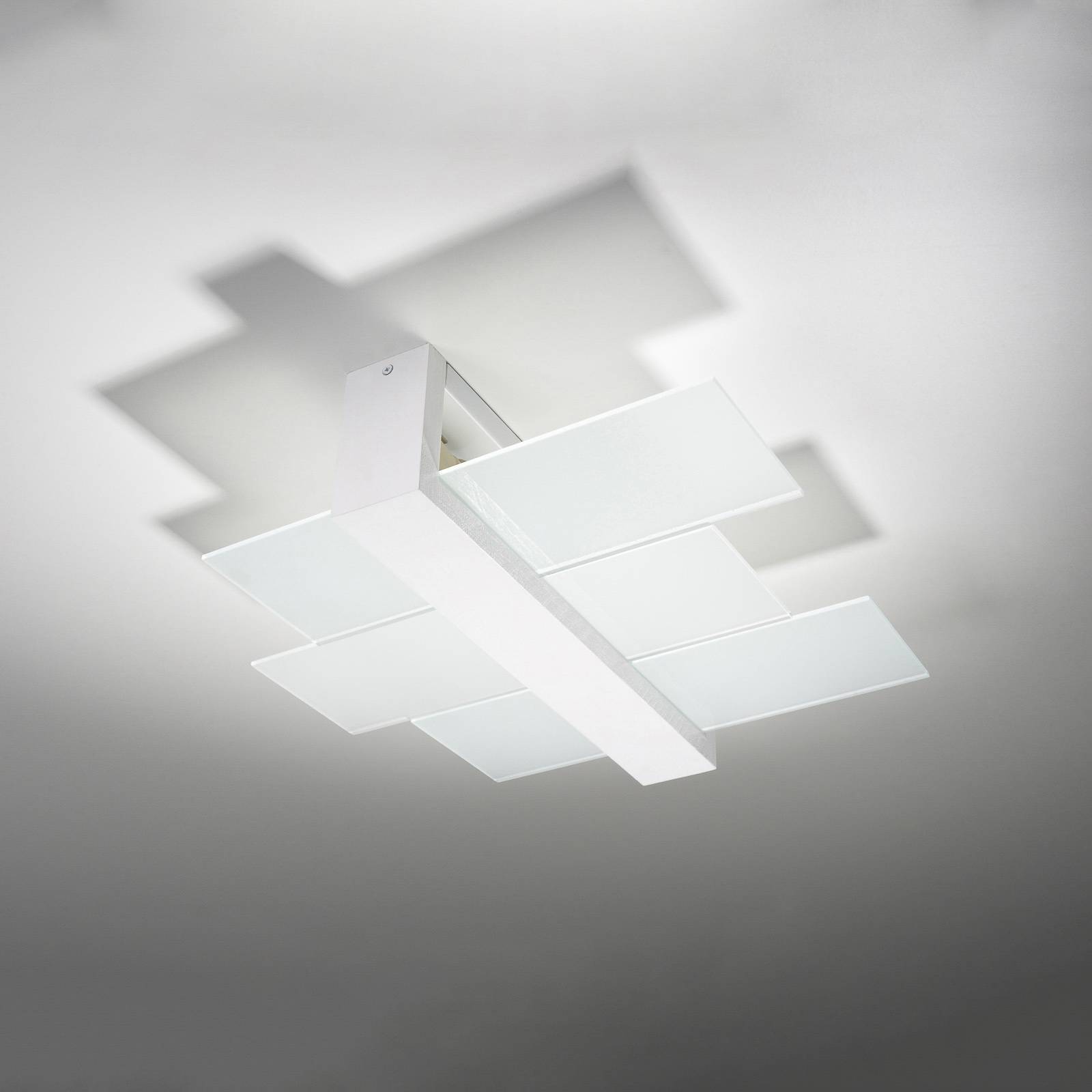 Taklampa Shifted 2, glas, vit