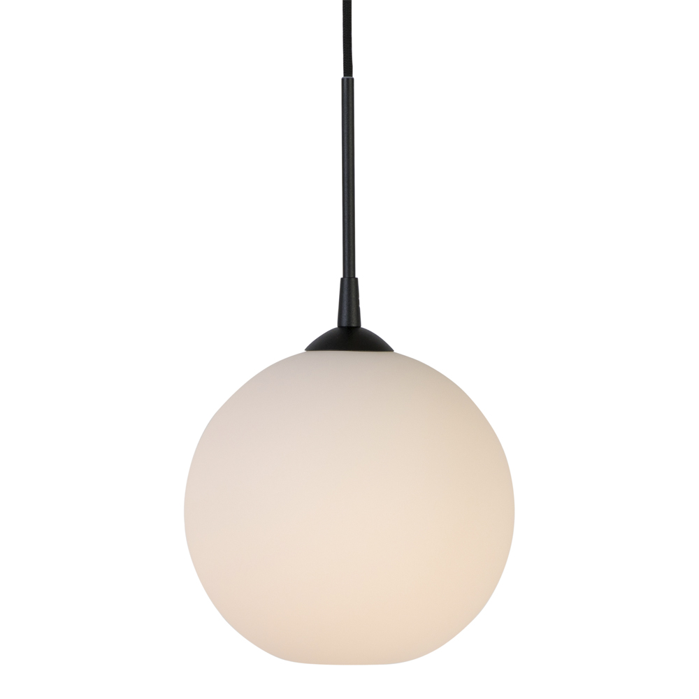 BELID - Capo Taklampa Pendel 30 cm Svart Struktur/Opal Glas
