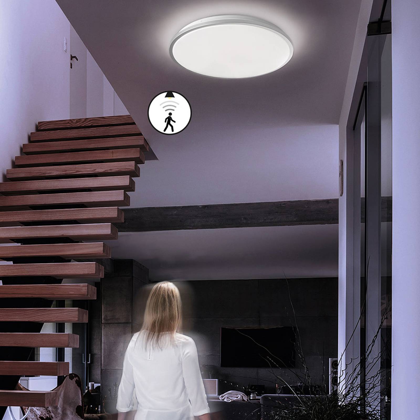 LED-taklampa Jaso BS, Ø 49 cm, silver