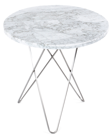 Tall Mini O Table Vit Marmor Rostfri Stålram Ø50