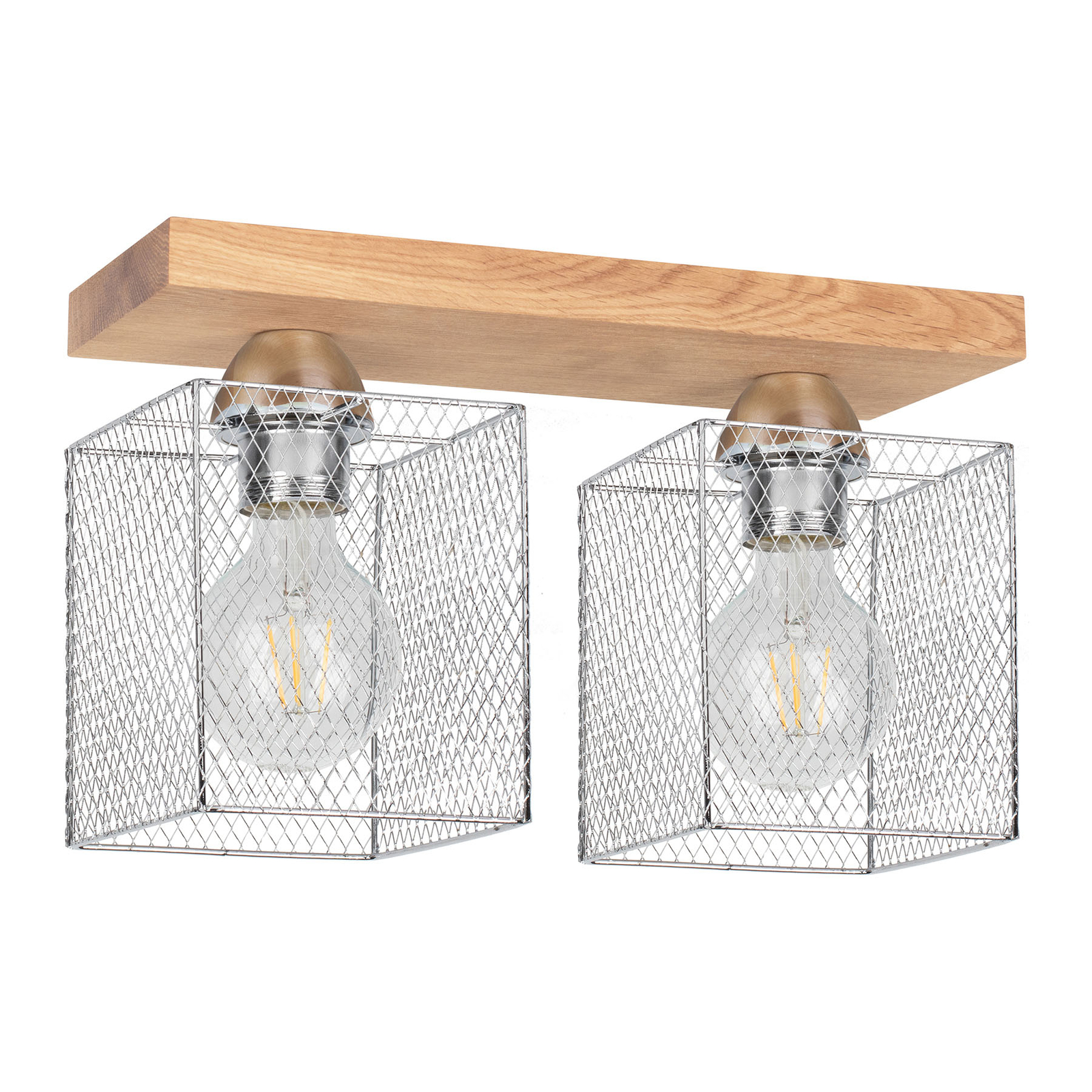 Taklampa Norman Wood 2 lampor, oljad ek