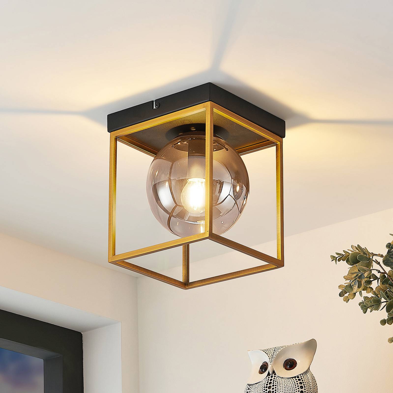 Lindby Josipa taklampa, bur, rökglas, 1 lampa