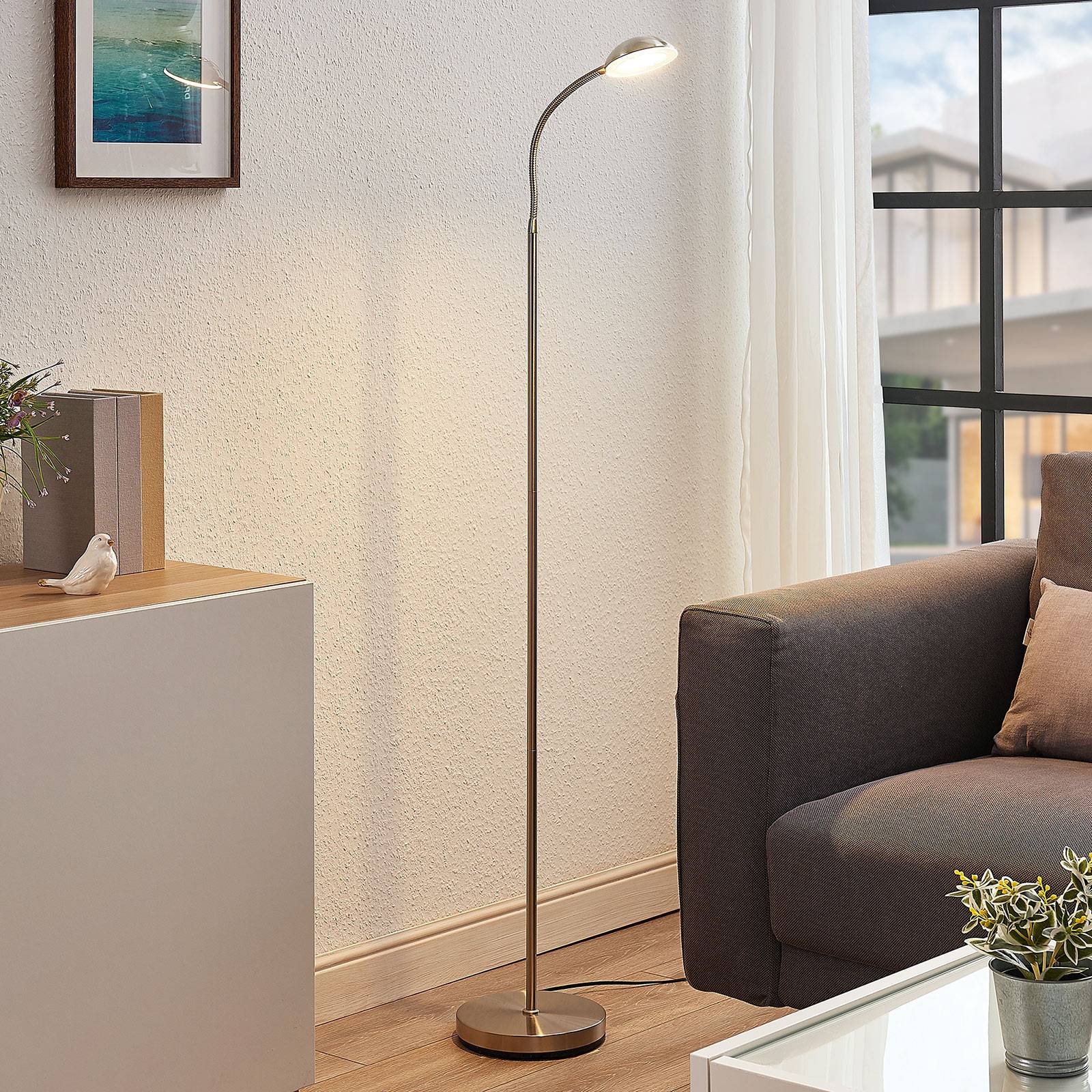 LED-läslampa Giacomo med flexarm, nickel