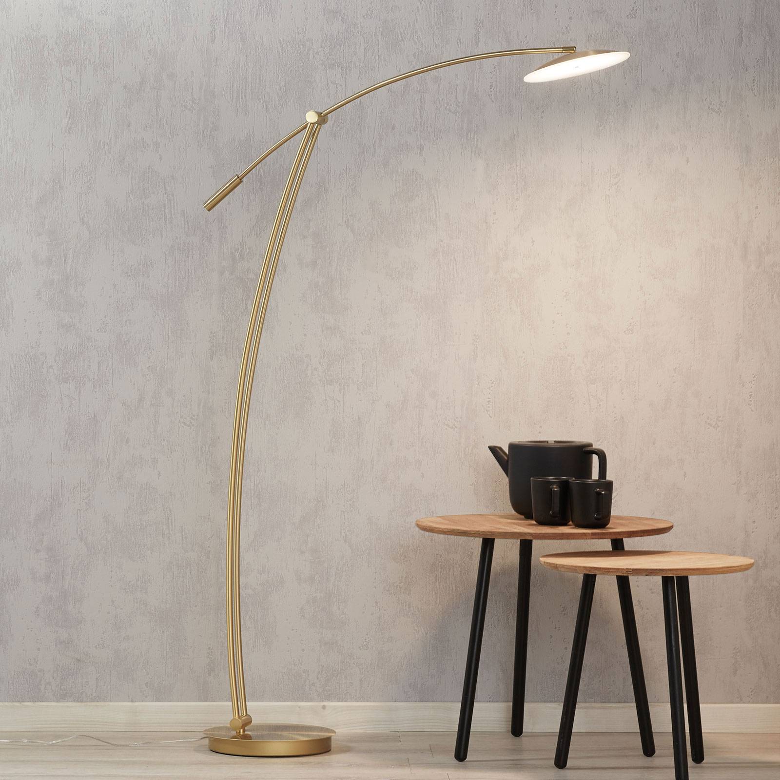 B-Leuchten Ohio LED-golvlampa matt/polerad mässing