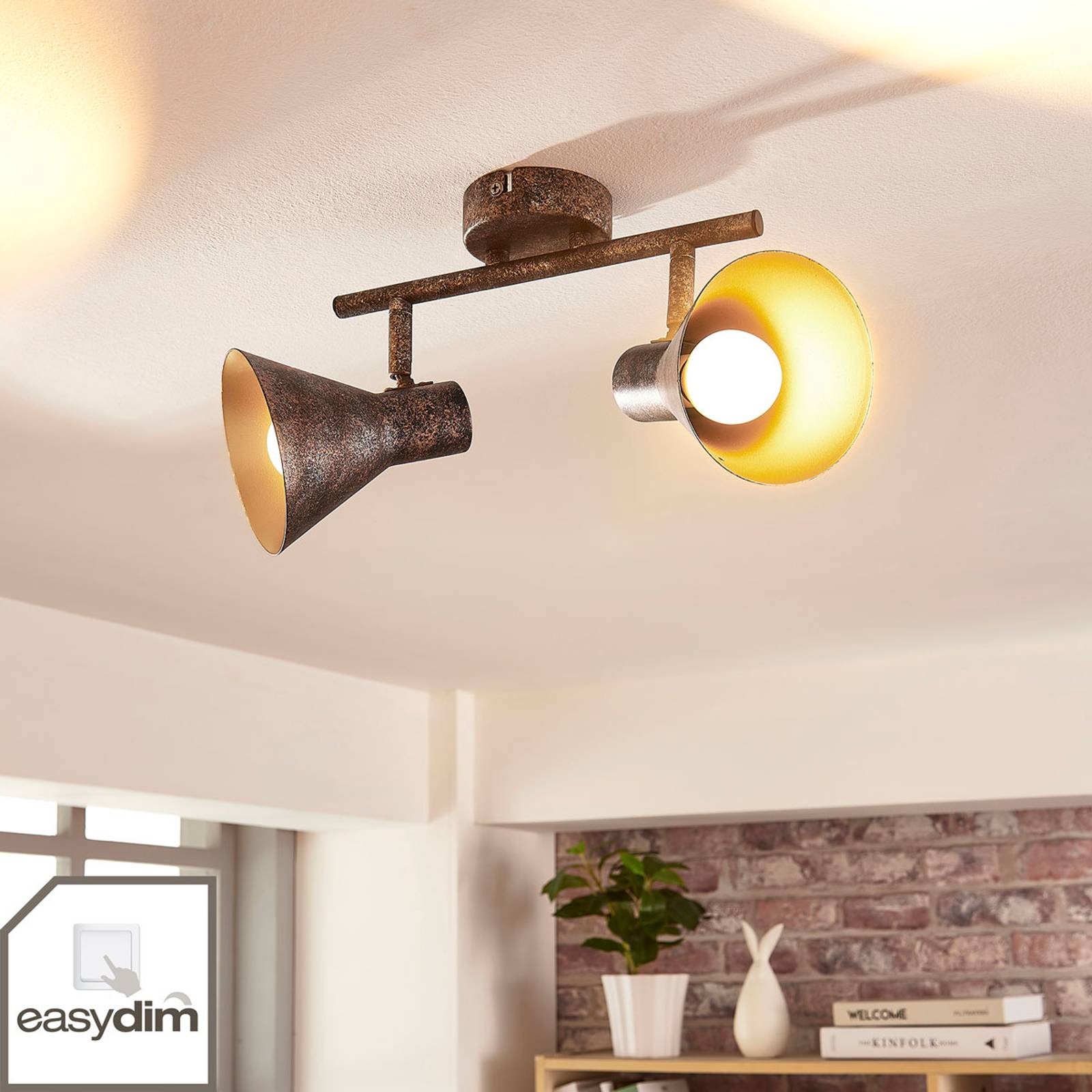 Svart-gyllene LED-taklampa Zera, easydim