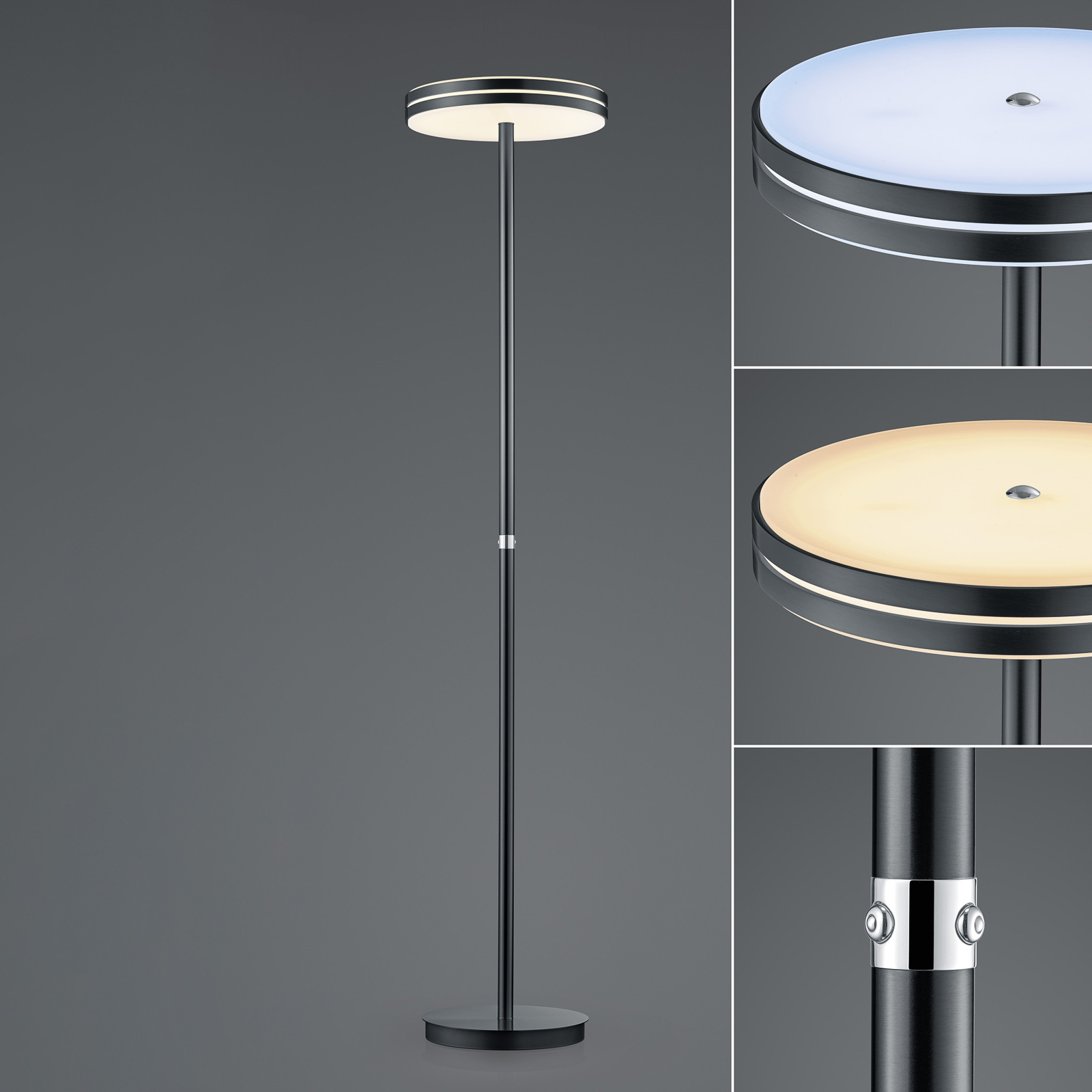 BANKAMP Gem LED-golvlampa, dimmer, antracit