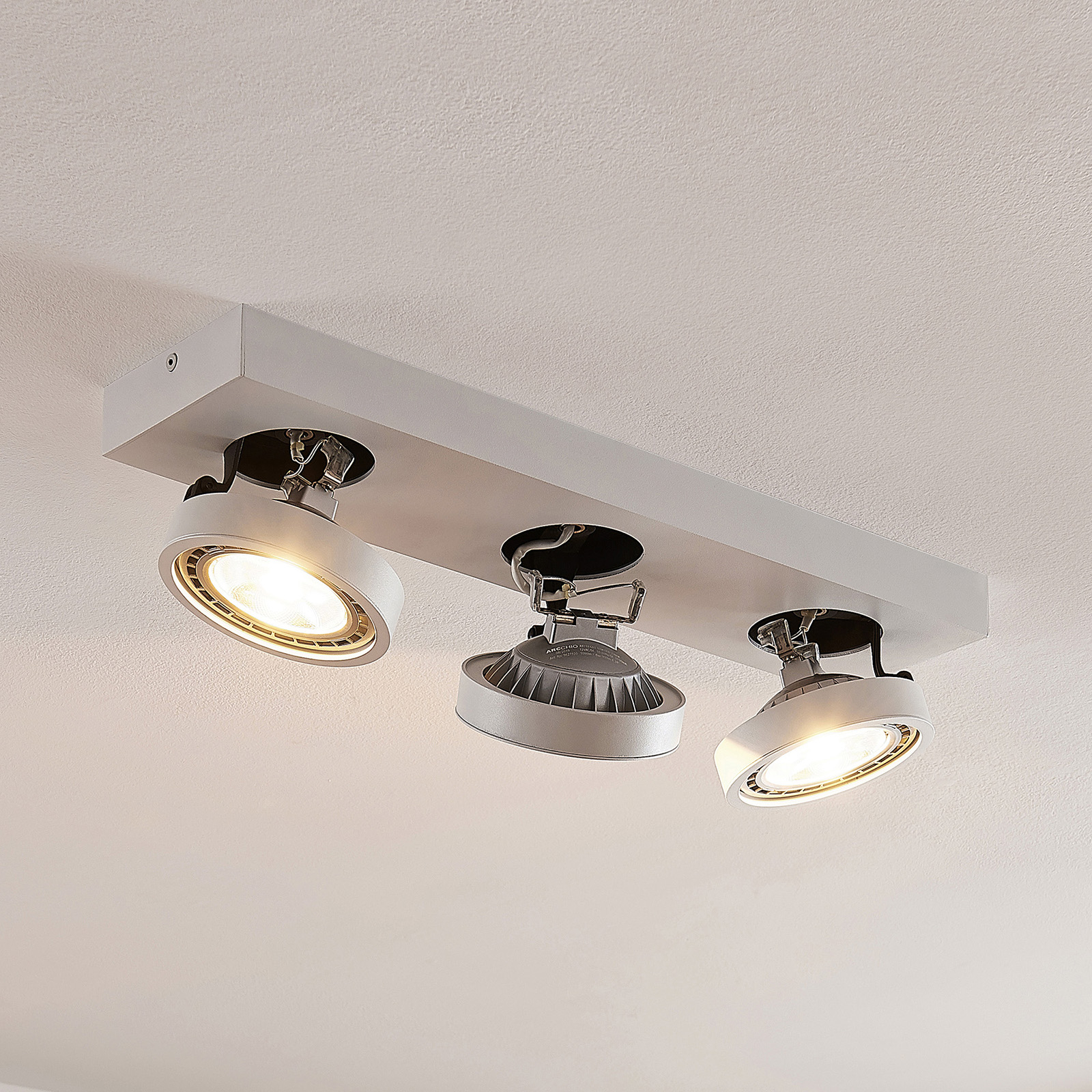 LED-taklampa Negan i vitt, 3 lampor