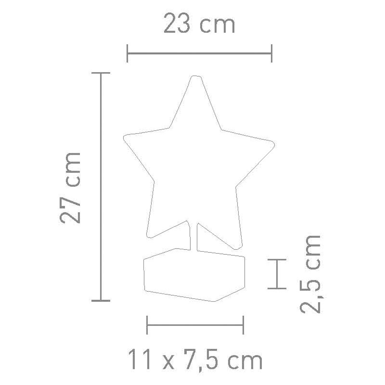 Bordslampa Stella i stjärnform, höjd 27 cm, röd