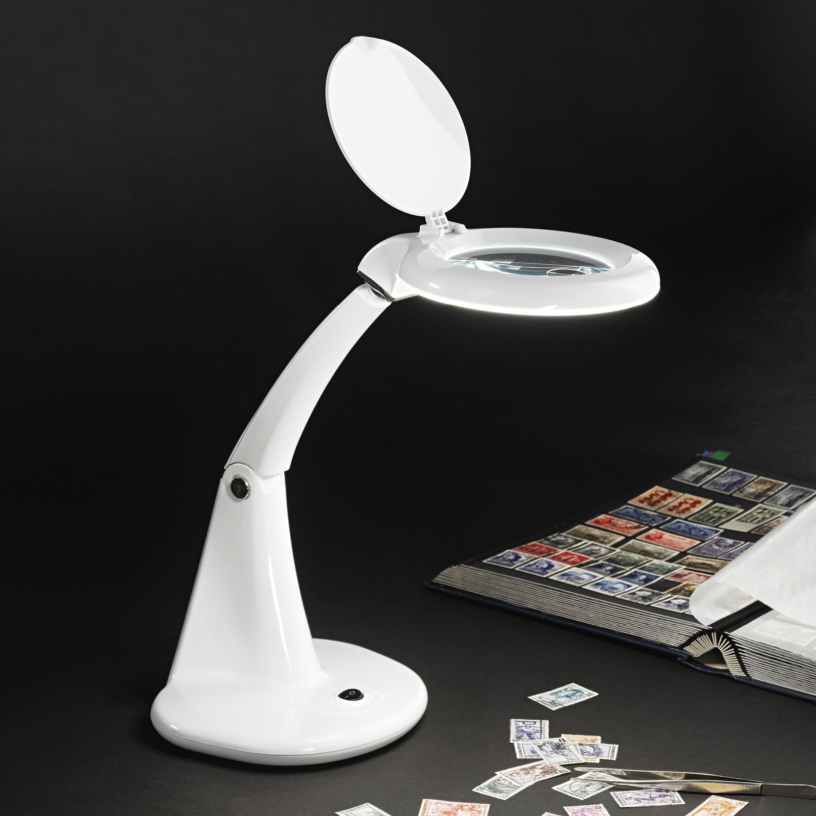 LED-lupplampa Miniclose, lins 3 + 12 dioptrier