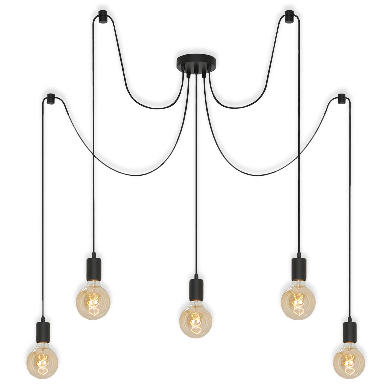 Hänglampa 4104-055 Black Steel, 5 lampor