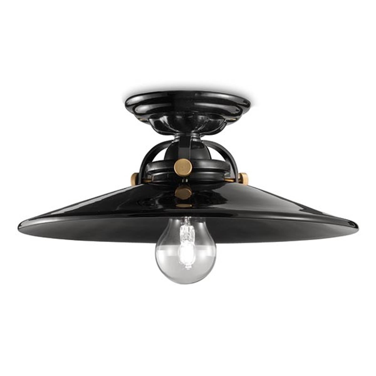 Svart keramiktaklampa Edoardo, 31 cm