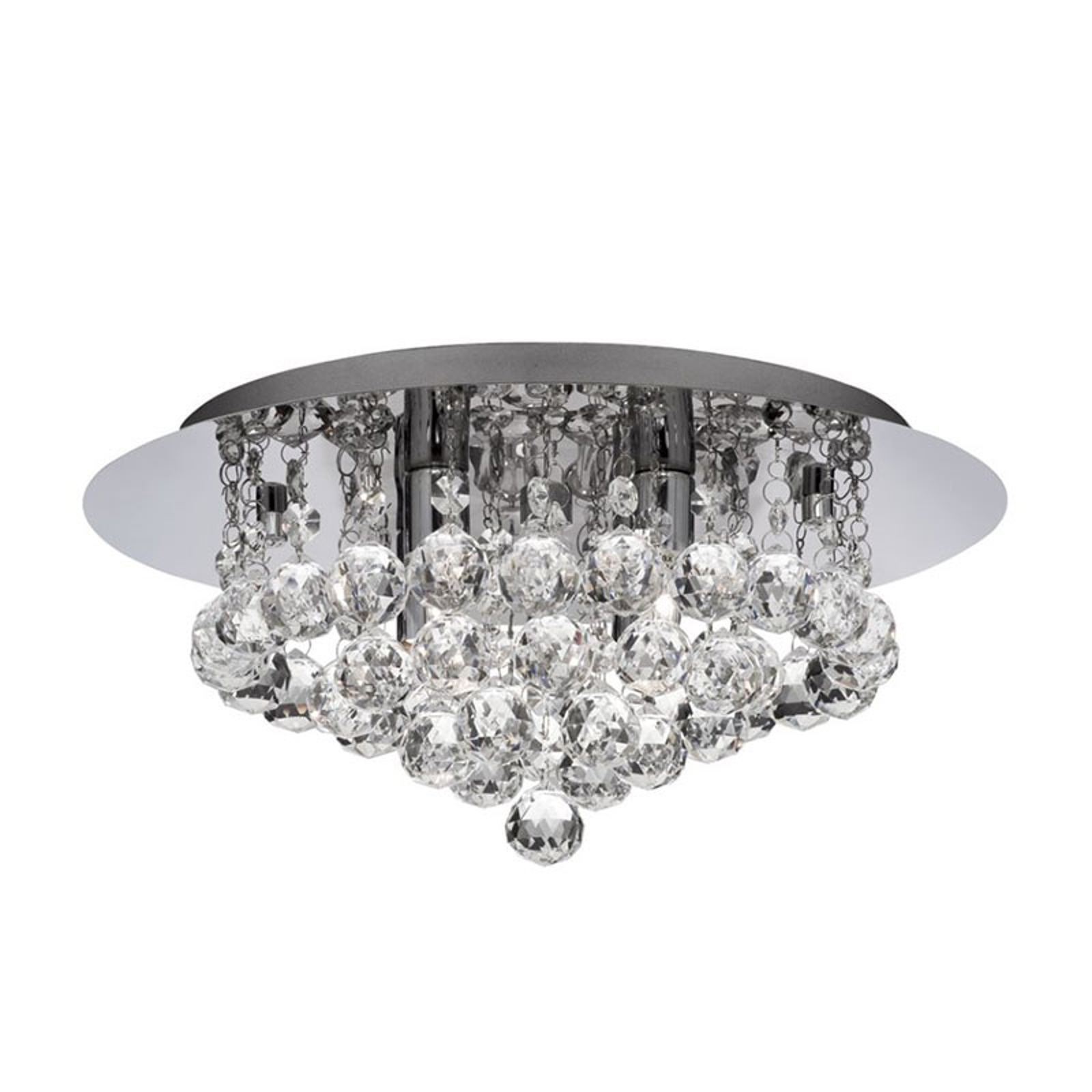 Taklampa Hanna krom med kristallkulor, 35 cm