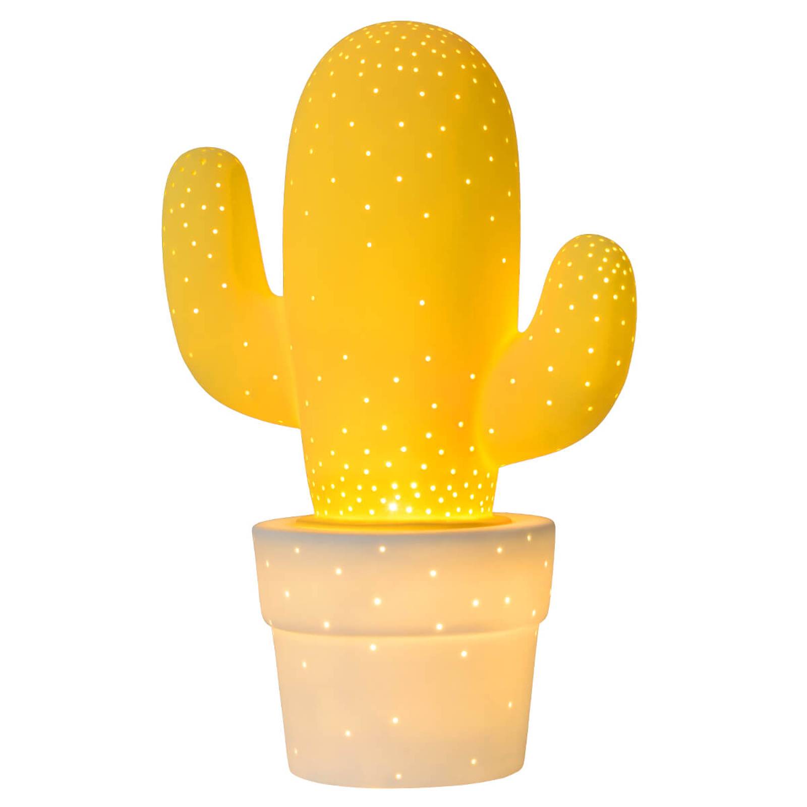 Keramik-bordslampa Cactus i gult