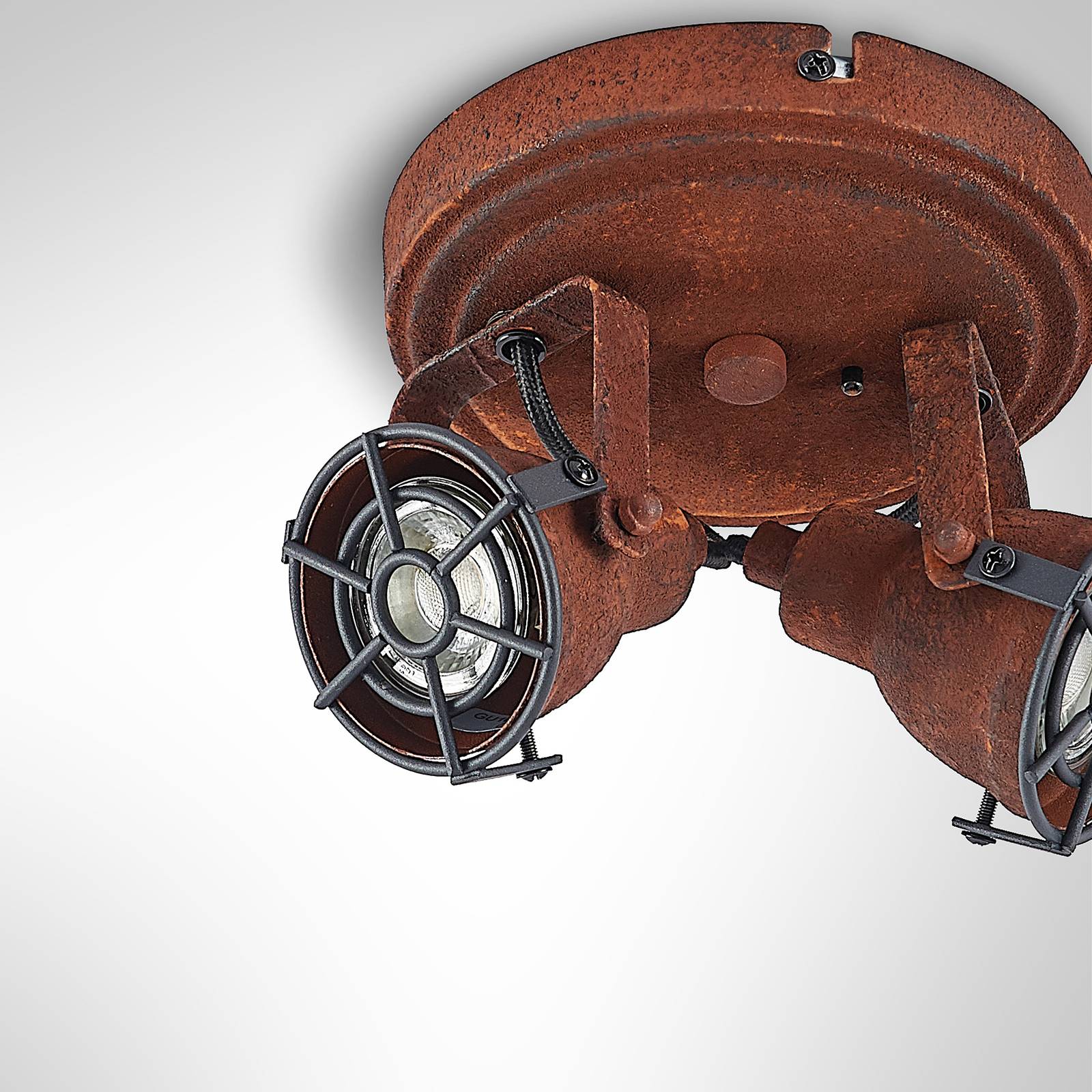 Lindby Scabra takspotlight i rostoptik, 2 lampor