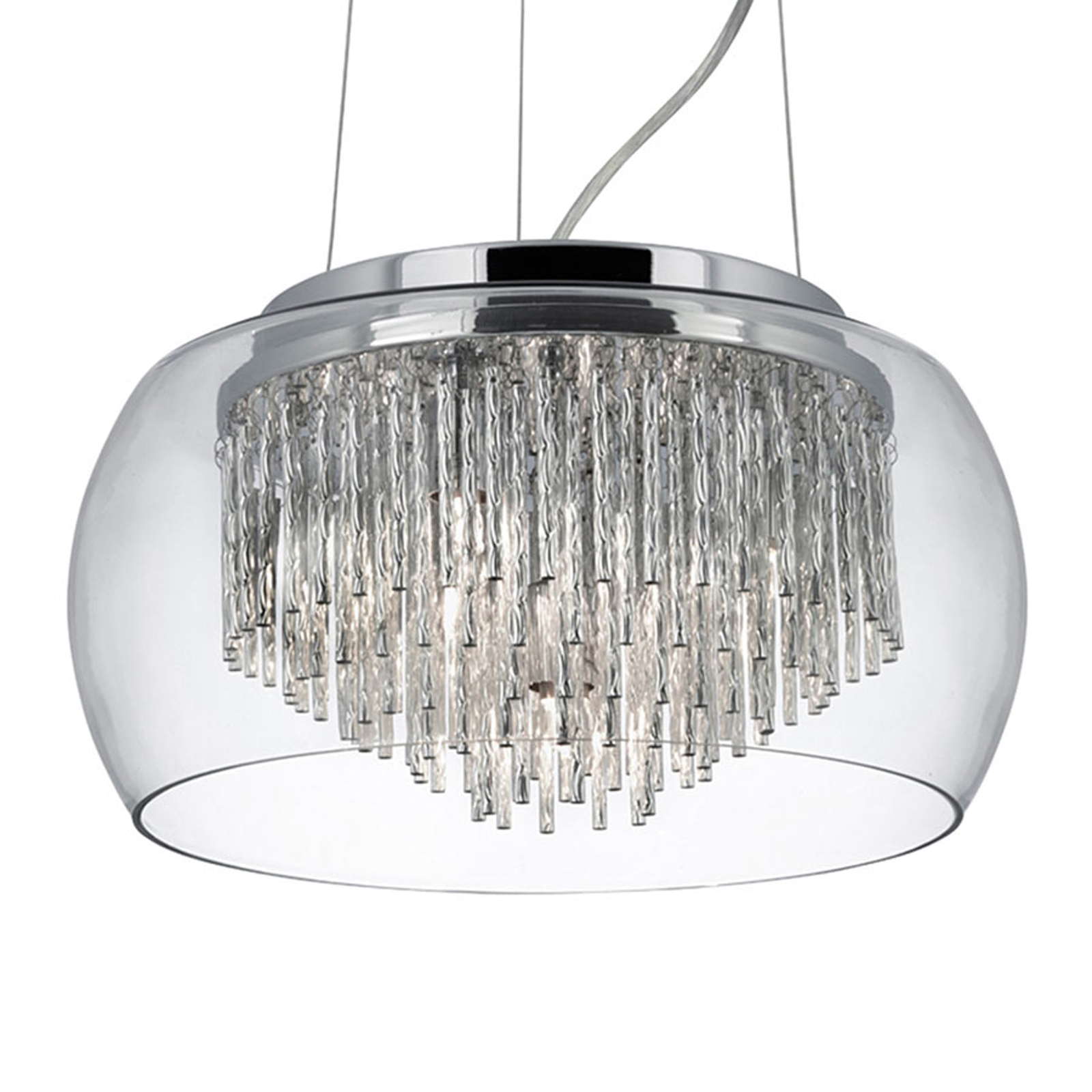 Glashänglampa Curva i blänkande design