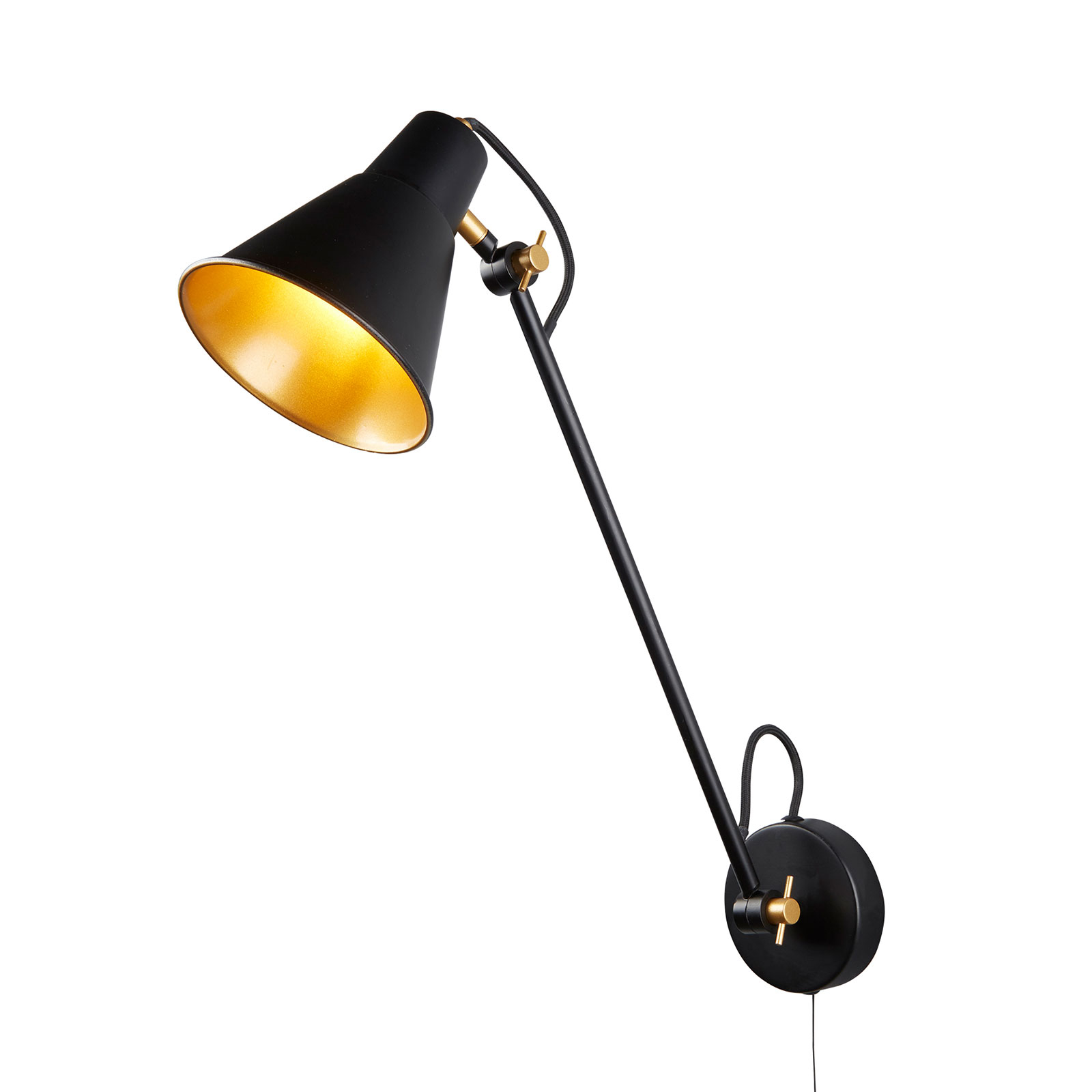 Vägglampa 6302 av metall, svart-guld