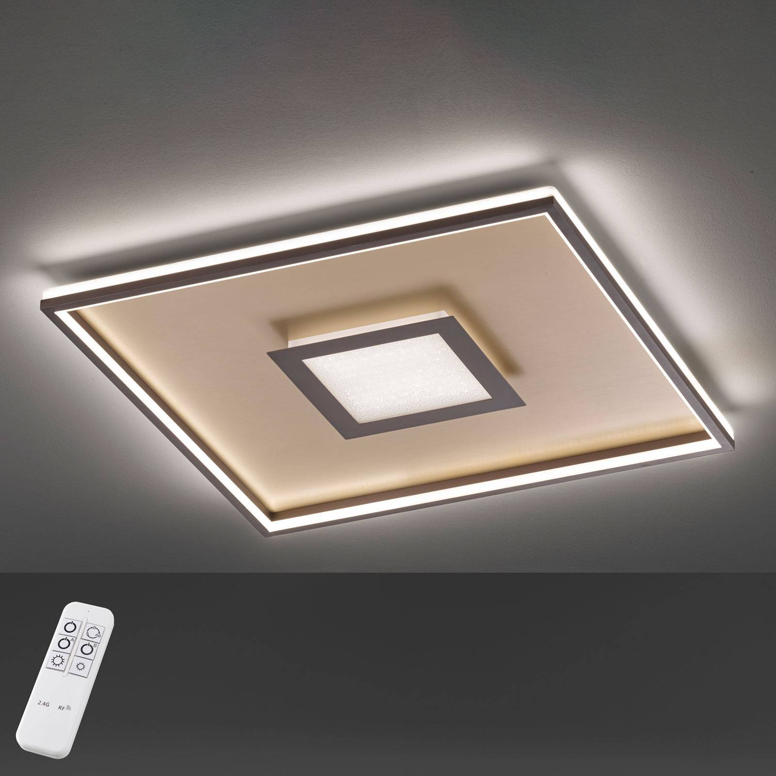 LED-taklampa Bug fyrkantig, rost 60 x 60 cm