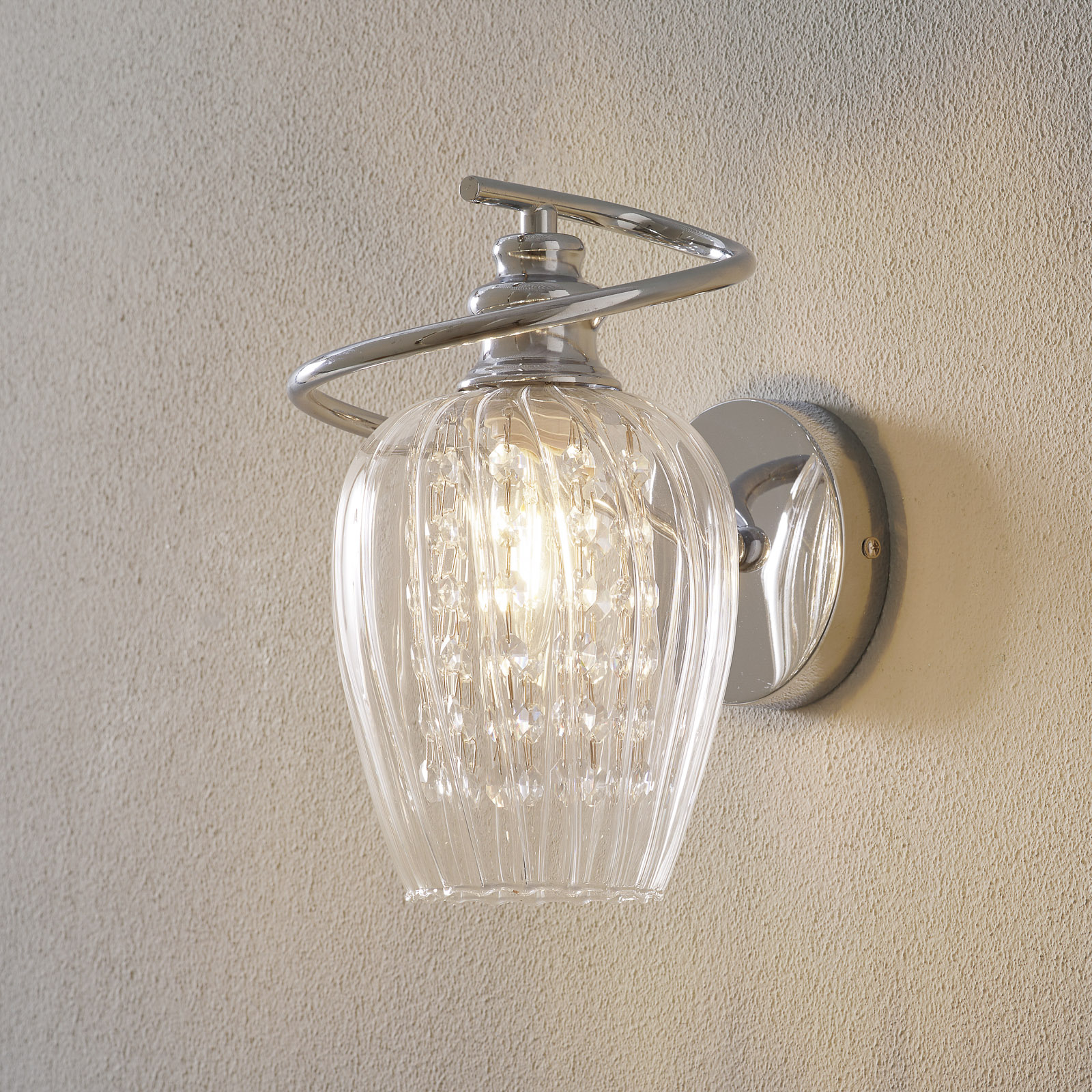 Vägglampa Blues, glas transparent