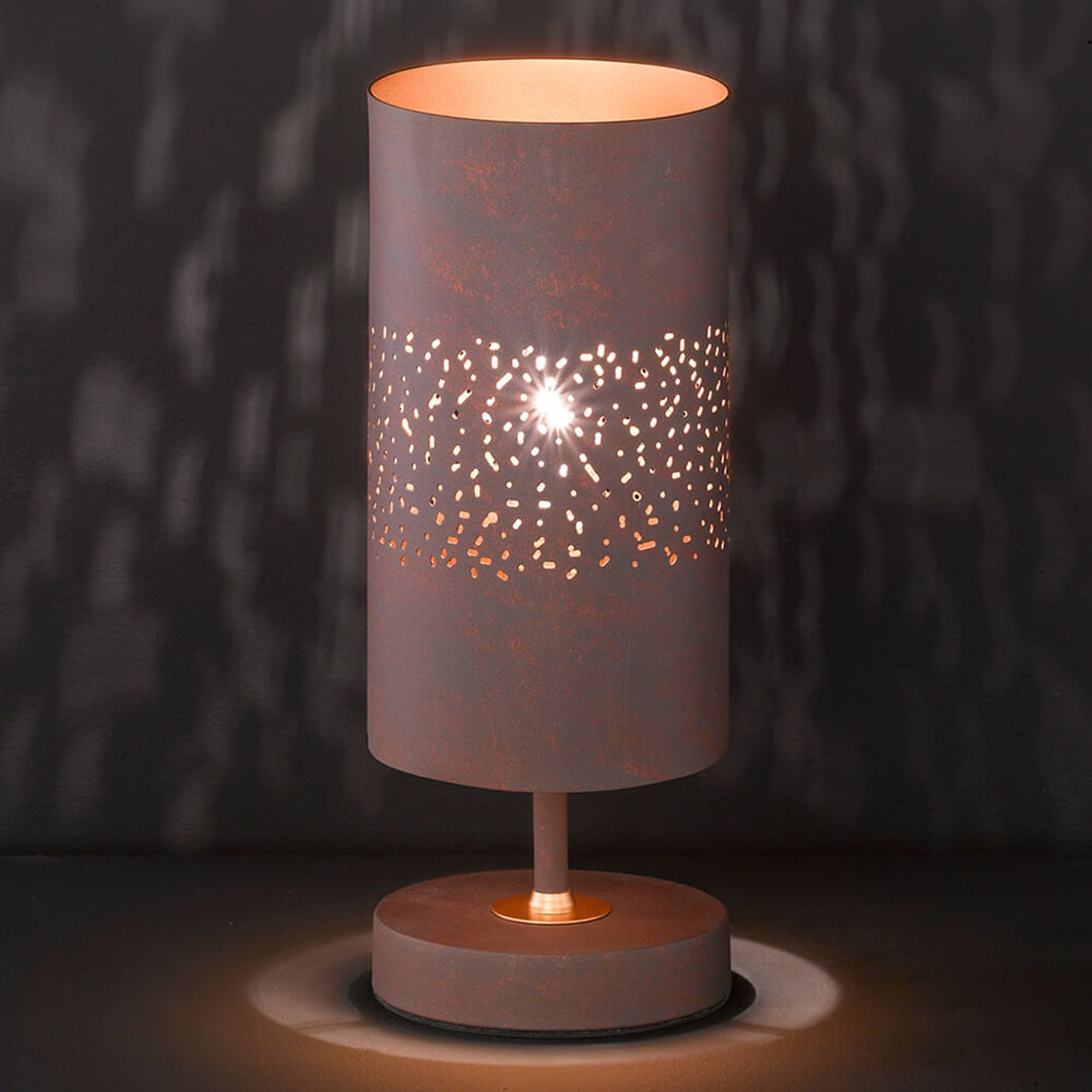 Metallbordslampa Ancona i antikbrunt