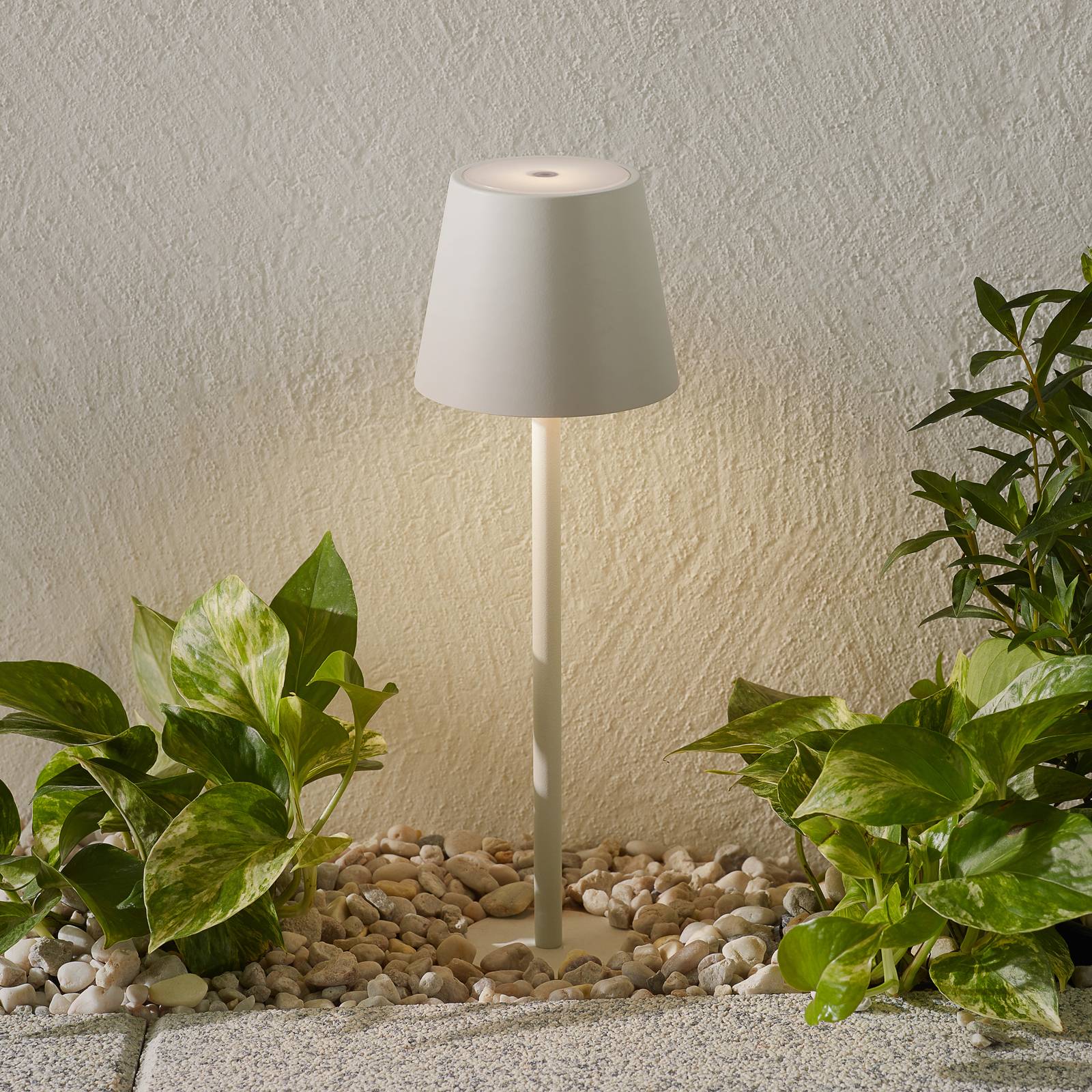 LED-markspettslampa Poldina med batteri, vit