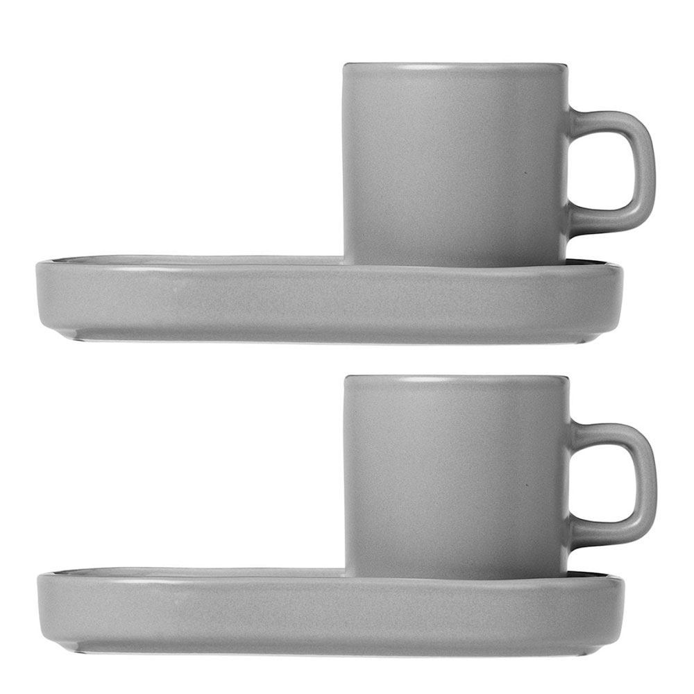 Blomus - Pilar Espressomugg med fat 2-pack Mirage grey